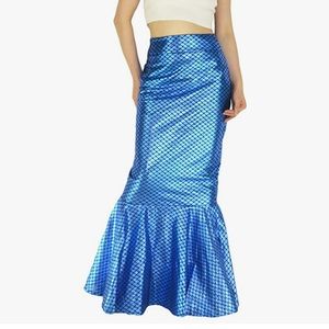 Mermaid Skirt - High Waist A-Line Pleated Maxi Skirt - Costume